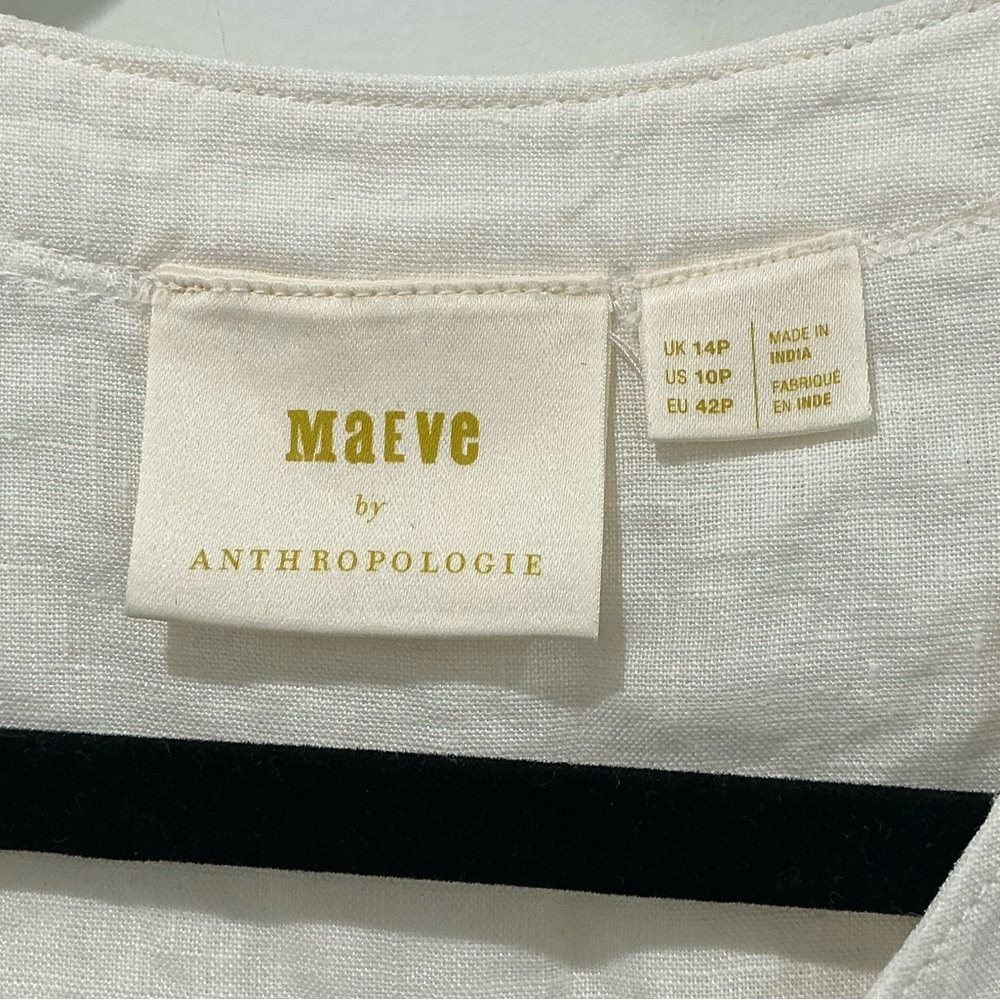 Maeve by Anthropologie Ivory Lace Up Linen Top - Picture 6 of 8